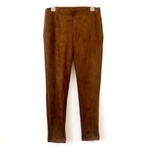 NWT Chaps Chocolate Brown Vegan Suede Mid-Rise Fitted Legging Medium